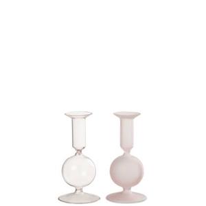 J-Line kaarshouder Bal - glas - transparant|lichtroze - 2 stuks