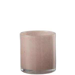J-Line Theelichthouder | Glas | Roze | 12x12x (h)12 Cm