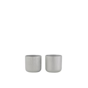 J-Line bloempot Gen - keramiek - grijs - XS - 2 stuks - Ø 11 cm