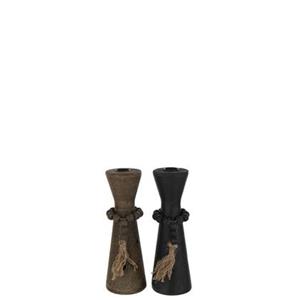 J-Line kaarshouder Nut - ijzer - zwart|bruin - 2 stuks