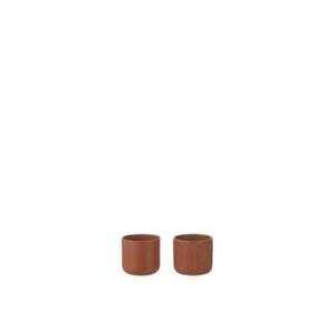 J-Line bloempot Gen - keramiek - bruin - XXS - 2 stuks - Ø 7 cm