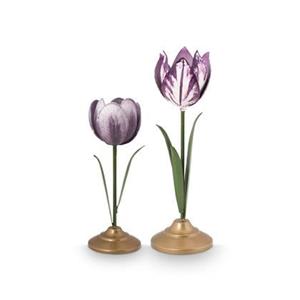 Pip Studio  Tulpen Kandelaar - Woonaccessoire - Lila - 21cm - 2 stuks