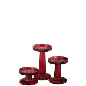 J-Line kaarshouder Nelly - glas - rood - 3 stuks