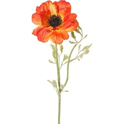 Driesprong collection Anemoon nora 1 bloem h53 cm oranje kunstbloem zijde nepbloem - 