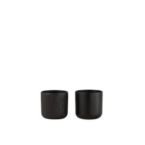 J-Line bloempot Gen - keramiek - zwart - XS - 2 stuks - Ø 11.5 cm