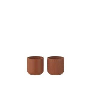 J-Line bloempot Gen - keramiek - bruin - XS - 2 stuks - Ø 11 cm