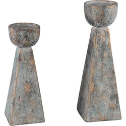 PTMD Zavis Grey cement candle holder round low