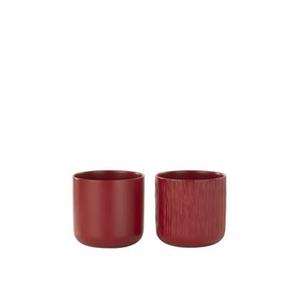 J-Line bloempot Gen - keramiek - rood - medium - 2 stuks - Ø 15 cm