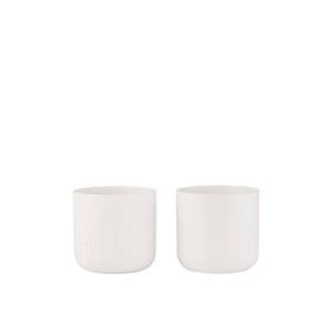 J-Line bloempot Gen - keramiek - wit - medium - 2 stuks - Ø 15 cm
