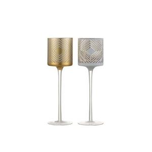 J-Line Theelichthouder | Glas | Goud | 9x9x (h)30 Cm