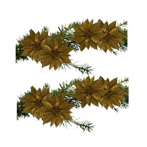 Gerimport 8x stuks glitter decoratie bloemen op clip goud 9.5 cm -