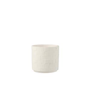 J-Line Bloempot Vierkant Keramiek - Wit - Ø 12.5 cm - 2 stuks