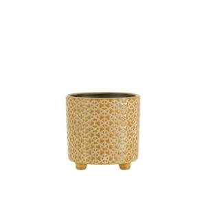 J-Line Bloempot Bloem - Keramiek - oker - medium - Ø 14 cm - 2 stuks