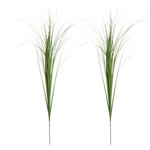 Mica Decorations Kunstgras/rietgras kunstplant - 2x stuks - tak/losse steel - groen - 99 cm -