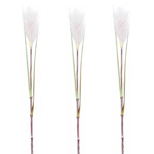 Mica Decorations 3x stuks kunstgras/rietgras kunstplant tak/losse steel - groen/witte pluim - 72 cm -
