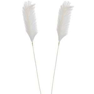 Mica Decorations Pluimgras losse steel/tak - 2x - wit - cm - Decoratie kunst pluimen -