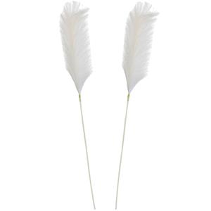 Mica Decorations Pluimgras losse steel/tak - 2x - zachtgeel - cm - Decoratie kunst pluimen -