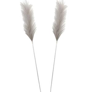 House of Seasons Pluimgras losse steel/tak - 2x - zilvergrijs - cm - Decoratie kunst pluimen -