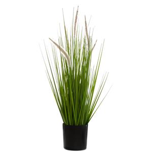 Atmosphera siergras kunstplant - grasplant sprieten - donkergroen - H70 cm - in pot - pvc -