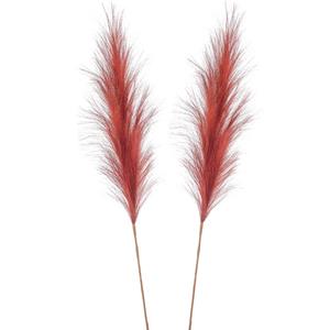 Emerald Pampasgras pluim losse steel/tak - 2x - roodbruin - 115 cm - Decoratie kunst graspluimen -