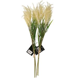 Bellatio Design Kunstbloem Pluimgras - 2x - losse steel/tak - meerdere stengels - creme - 62 cm - decoratie kunst pl -
