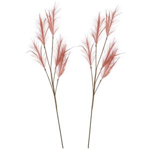 House of Seasons Pluimgras losse steel/tak - 2x - meerdere stengels - oudroze - cm - Decoratie kunst pluimen -