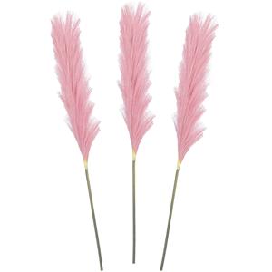 Mica Decorations Pluimgras losse steel/tak - 3x - roze - cm - Decoratie kunst pluimen -