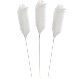Mica Decorations Pluimgras losse steel/tak - 3x - wit - cm - Decoratie kunst pluimen -