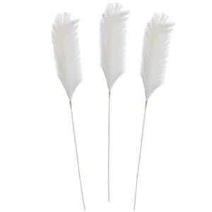 Mica Decorations Pluimgras losse steel/tak - 3x - zachtgeel - cm - Decoratie kunst pluimen -