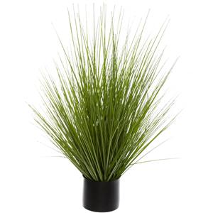 Atmosphera siergras kunstplant - grasplant sprieten - donkergroen - H74 cm - in pot - pvc -