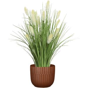 Everlands Kunstplant rietgras/pluimgras - in pot bruin - keramiek - H40 cm -