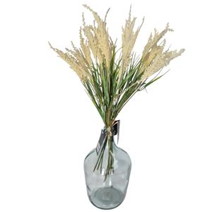 Bellatio Design Kunstbloem Pluimgras - 3x - losse steel/tak - meerdere stengels - creme - 62 cm - decoratie kunst pl -