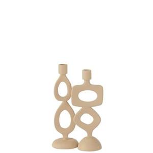 J-Line kaarshouder Ringen - aluminium - beige - 2 stuks