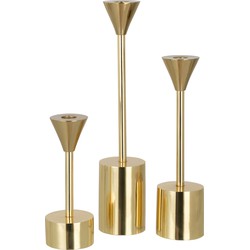 J-Line kandelaar Emma - aluminium - goud - 3 stuks