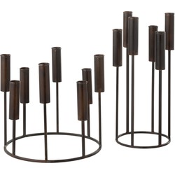 J-Line kandelaar Pierre - ijzer - zwart - 2 stuks