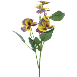 Nova nature Pansy spray yellow 65 cm kunstbloem - 