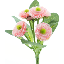 Nova nature Bellis bush x6 pink 20 cm kunstbloem - 