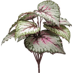Emerald Begonia leaves bush 25 cm grey/pink kunstbloem zijde nepbloem - 
