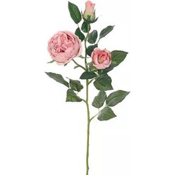 Buitengewoon de boet Engelse Roos Tak Oud Roze 64 cm kunstplant - 