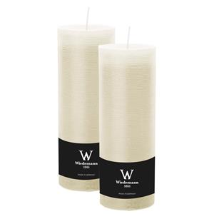 Wiedemann Cilinderkaars/stompkaars hoog - 2x - rustieke kaars - ivoorwit - 7 x 22 cm - branduren -