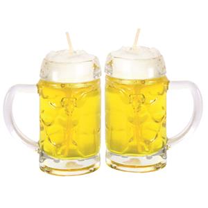 Merkloos Bierkaars - 2x - Duits bier - 7.5 cm - Bierglas gadget/kado - bierkaarsen -