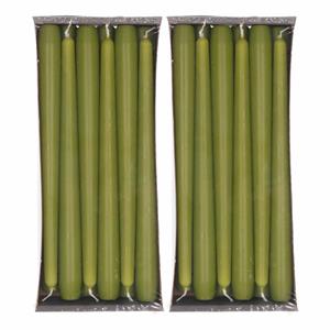 Enlightening Candles 24x Olijfgroene dinerkaarsen 25 cm 8 branduren -