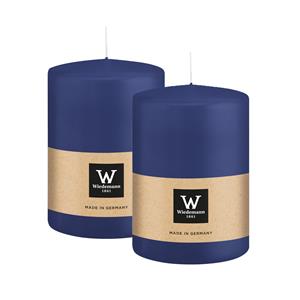 Wiedemann Cilinderkaars/stompkaars groot - 2x - donkerblauw - 15 x 10 cm - 113 branduren -