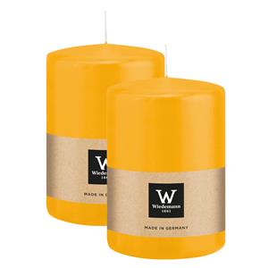 Wiedemann Cilinderkaars/stompkaars groot - 2x - geel - 15 x 10 cm - 113 branduren -