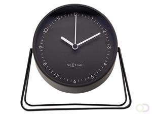 NeXtime  Tafel Wekker 14x13x7cm-Stil-Zwart-Metaal- Berlin