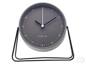 NeXtime  Tafel Wekker 14x13x7cm-Stil-Grijs-Metaal- Berlin