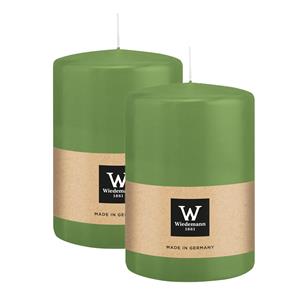 Wiedemann Cilinderkaars/stompkaars groot - 2x - lichtgroen - 15 x 10 cm - 113 branduren -