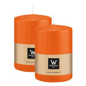 Wiedemann Cilinderkaars/stompkaars groot - 2x - oranje - 15 x 10 cm - 113 branduren -