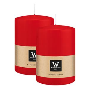 Wiedemann Cilinderkaars/stompkaars groot - 2x - rood - 15 x 10 cm - 113 branduren -
