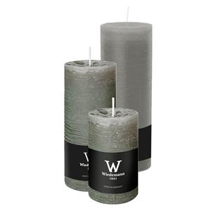 Wiedemann Cilinderkaarsen/stompkaarsen - set van 3 - rustieke kaars - lichtgrijs - 6x9/7x16/7x22 cm -